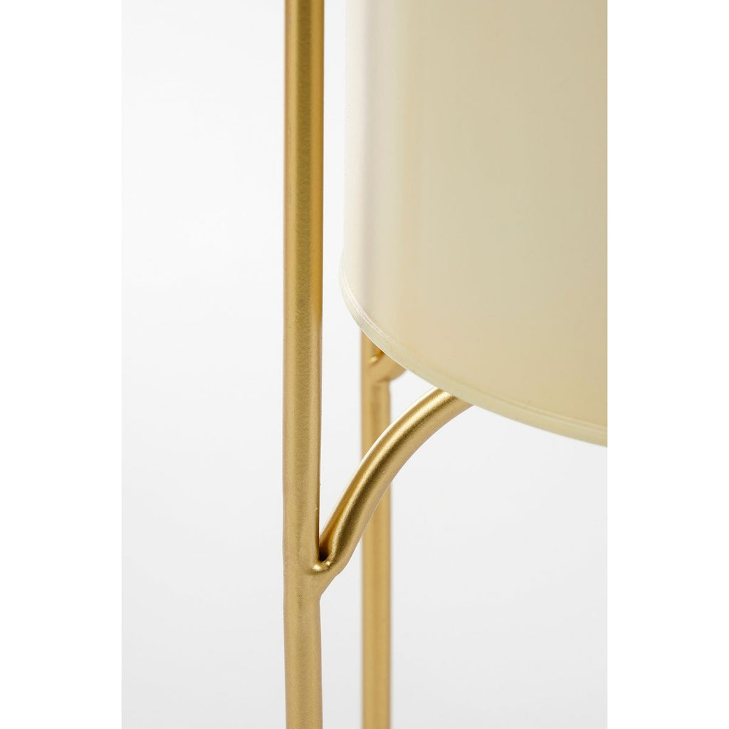 Donau Bloempot op Standaard - Set van 2 - Metaal - H45 x Ø23 cm - Lichtgeel, Goud