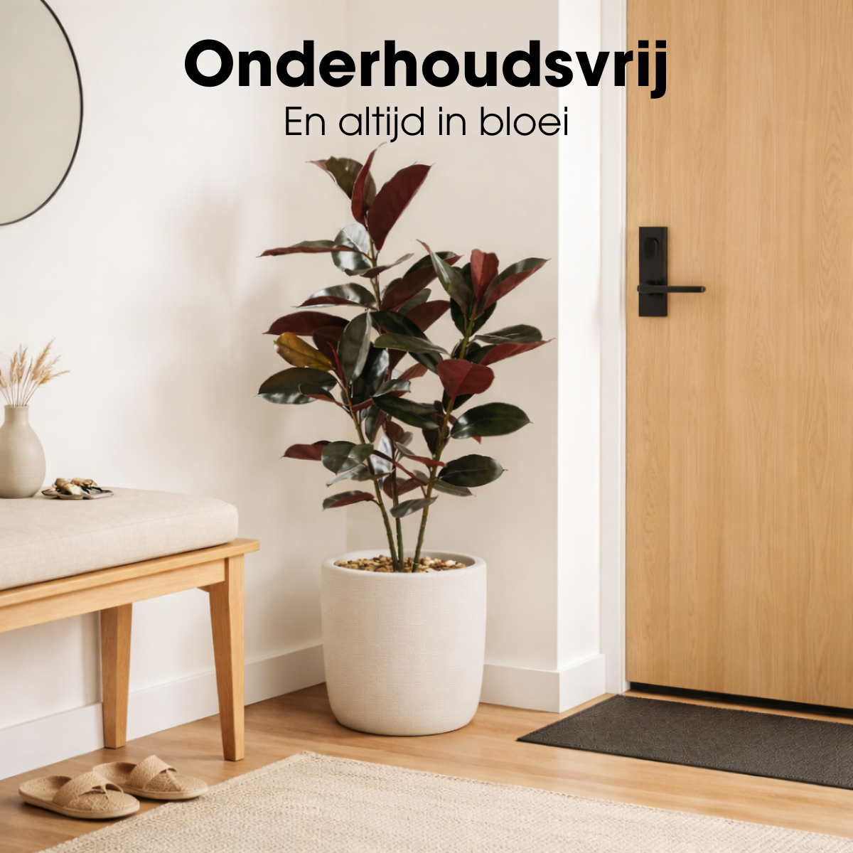 Kunstplant Rubberplant Rood Mica Decorations