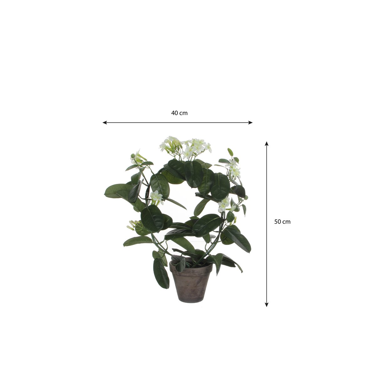 Stephanotis Kunstplant in Bloempot Stan - H50 x Ø40 cm - Wit