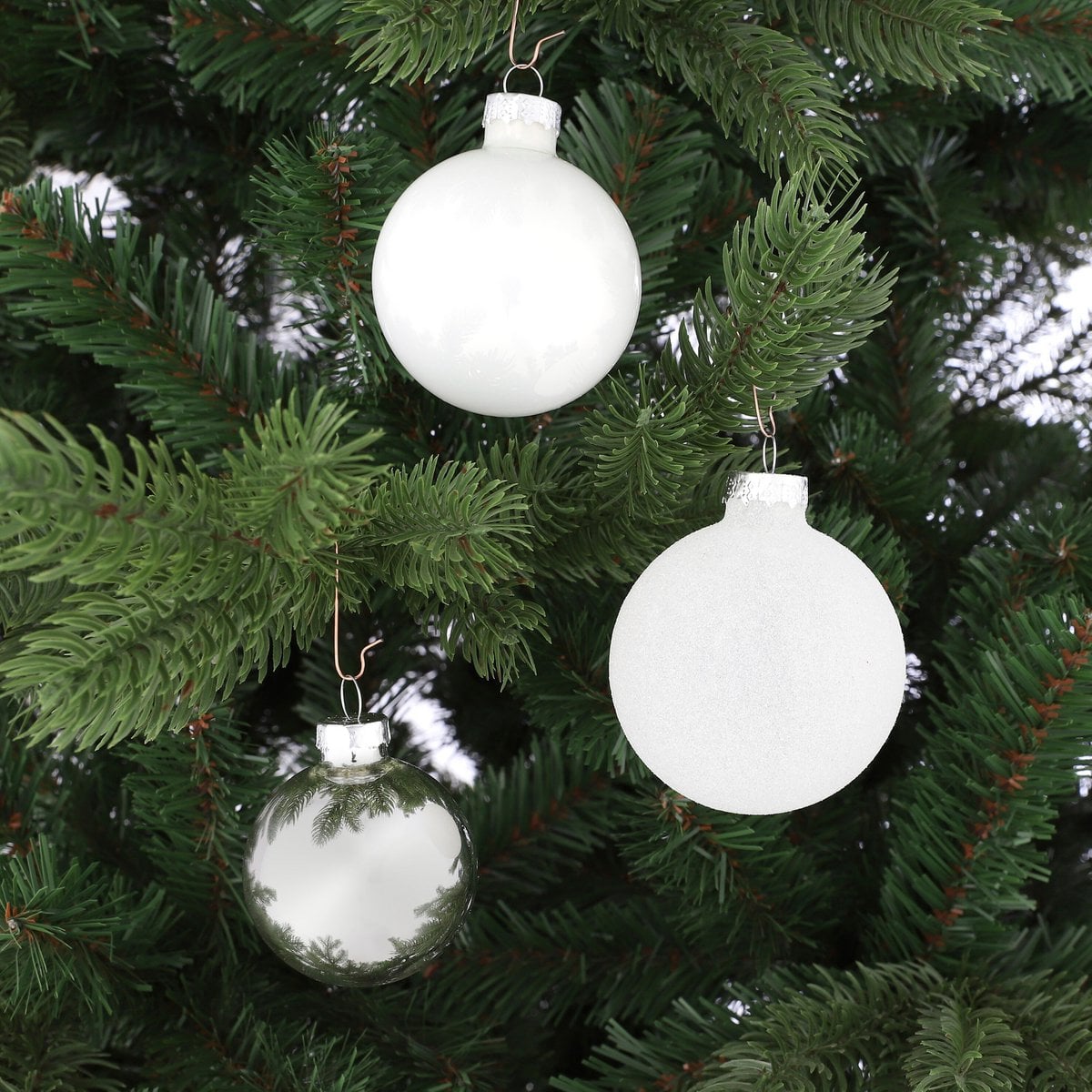 Kerstballen set  Wit Mica Decorations