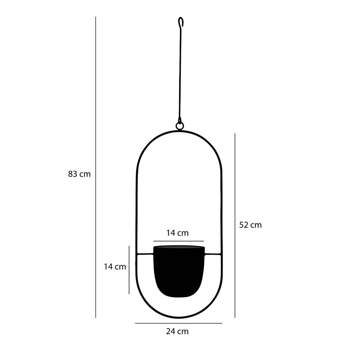 Dexter Hangpot - L24 x B14 x H83 cm - Zwart Mica Decorations