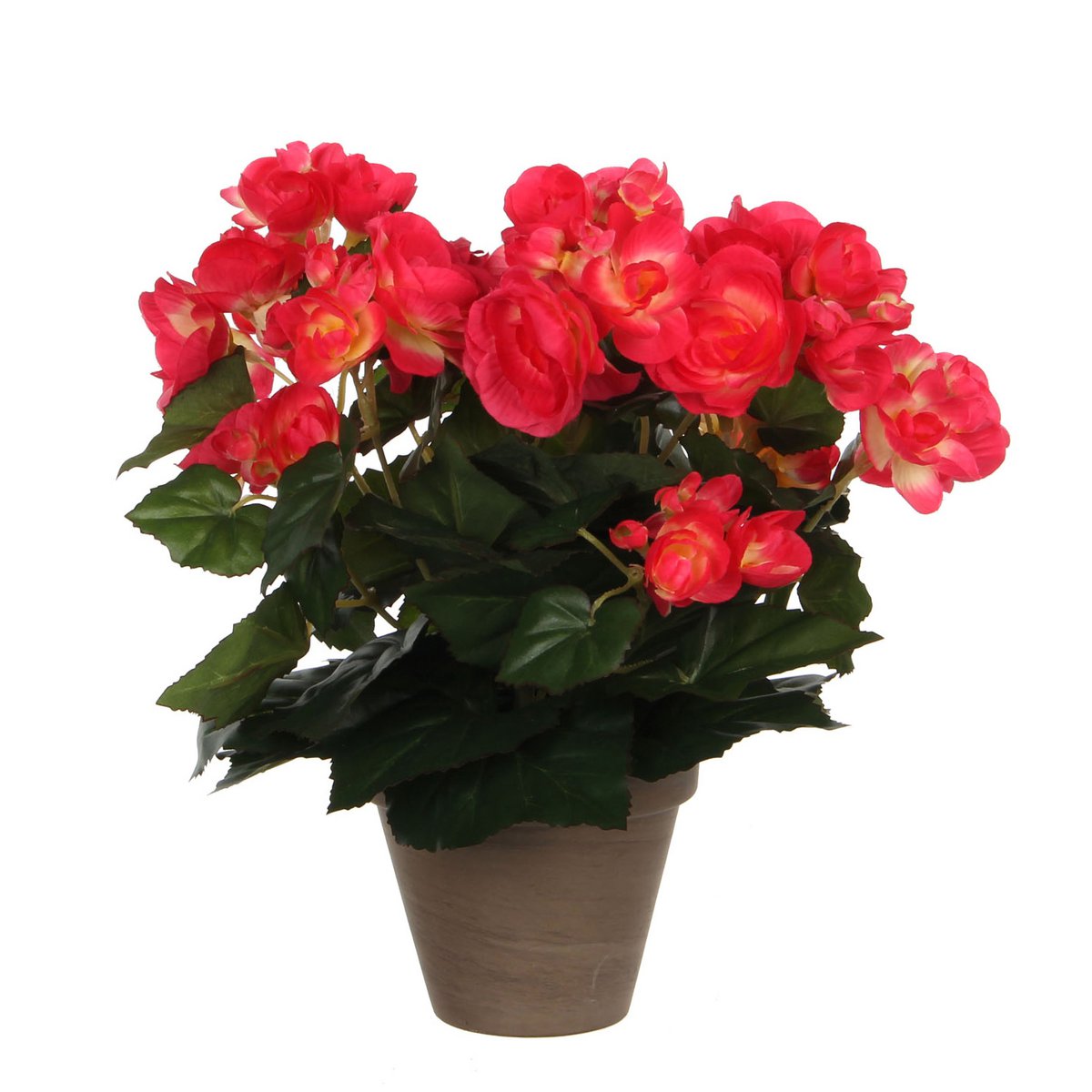 Begonia Kunstplant in Bloempot Stan - H30 x Ø25 cm - Donkerroze