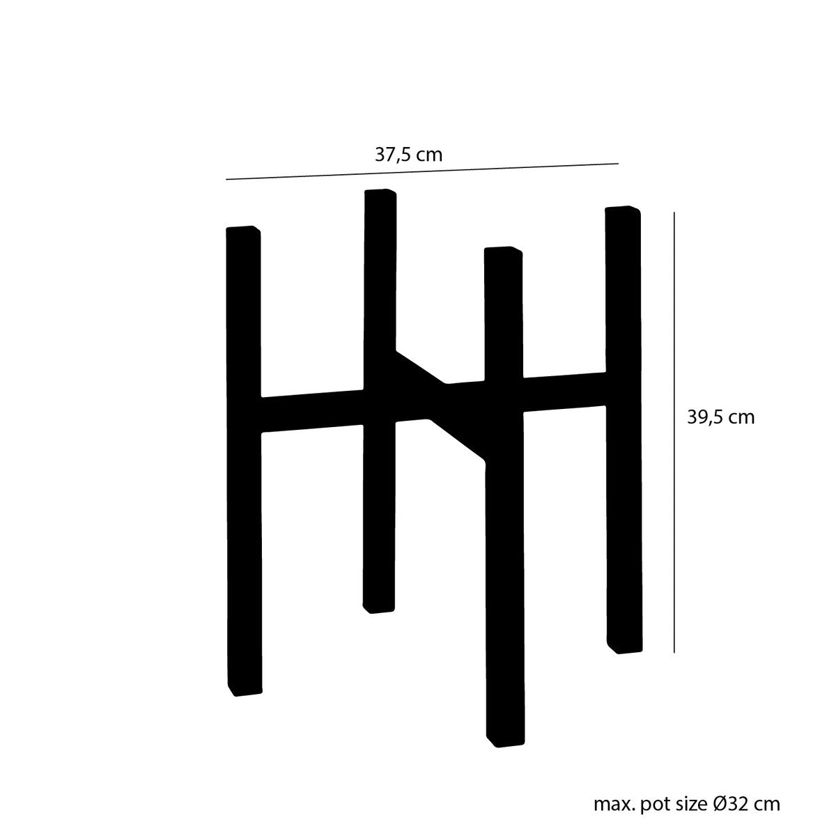 Ascot Plantenstandaard XL - L38 x B38 x H40cm - Metaal - Zwart Mica Decorations