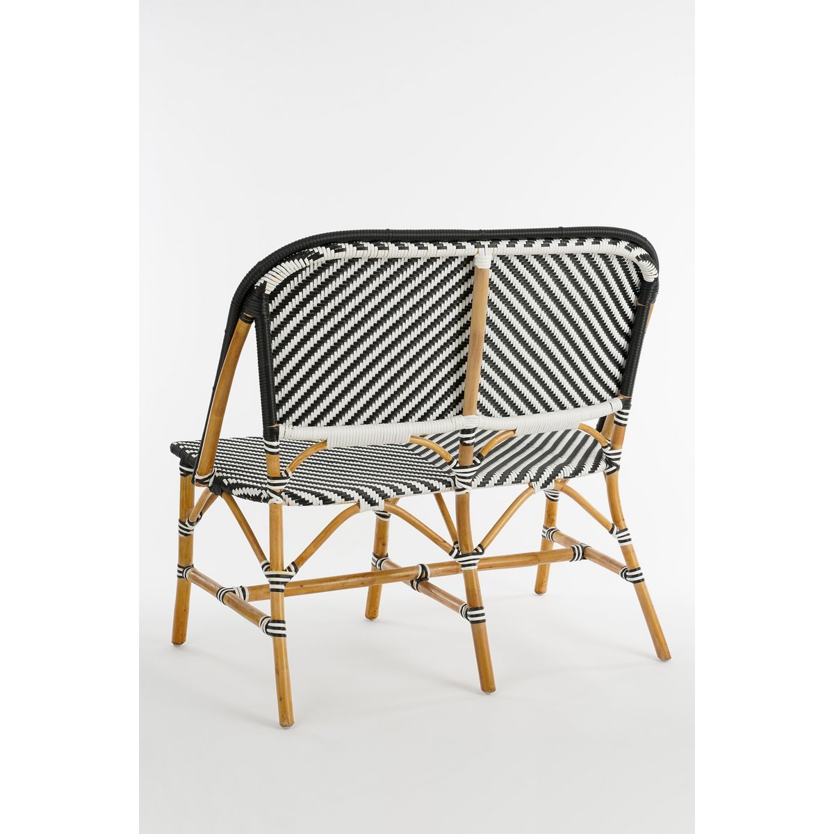 Mandox Bank voor Buiten - L98 x B60 x H93 cm - Rotan - Zwart, Wit