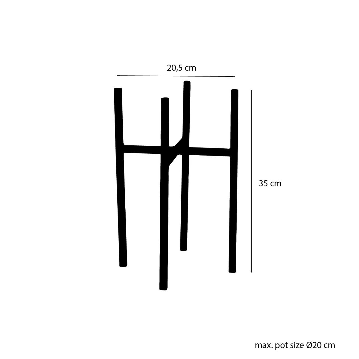Ascot Plantenstandaard - L21 x B21 x H35 cm - Metaal - Zwart