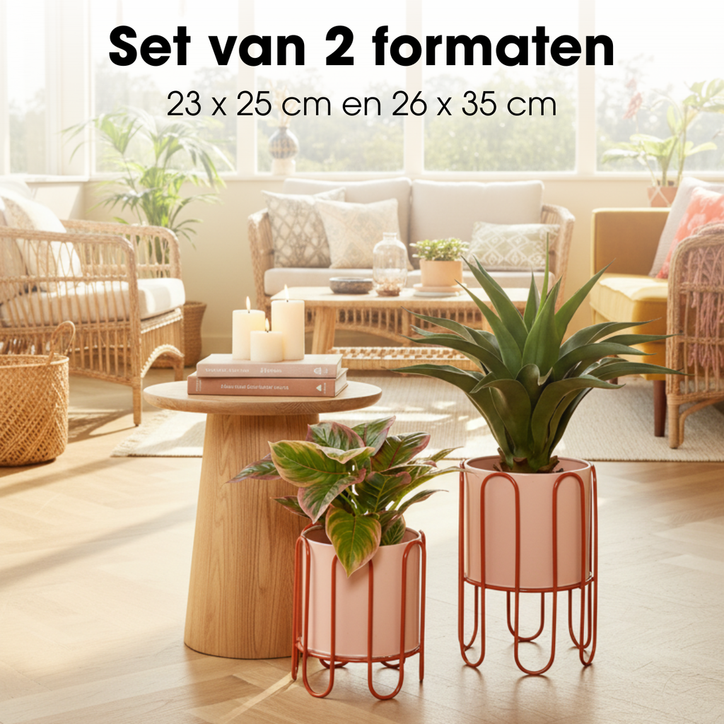 Bloempot binnen Dione Roze Mica Decorations