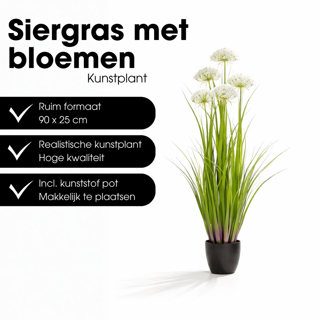 Kunstplant Siergras Wit Mica Decorations