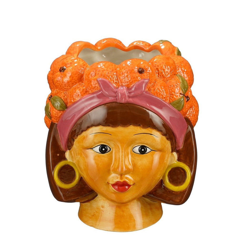 Funny Bloempot Binnen - L20 x B20 x H22 cm - Dolomiet - Oranje