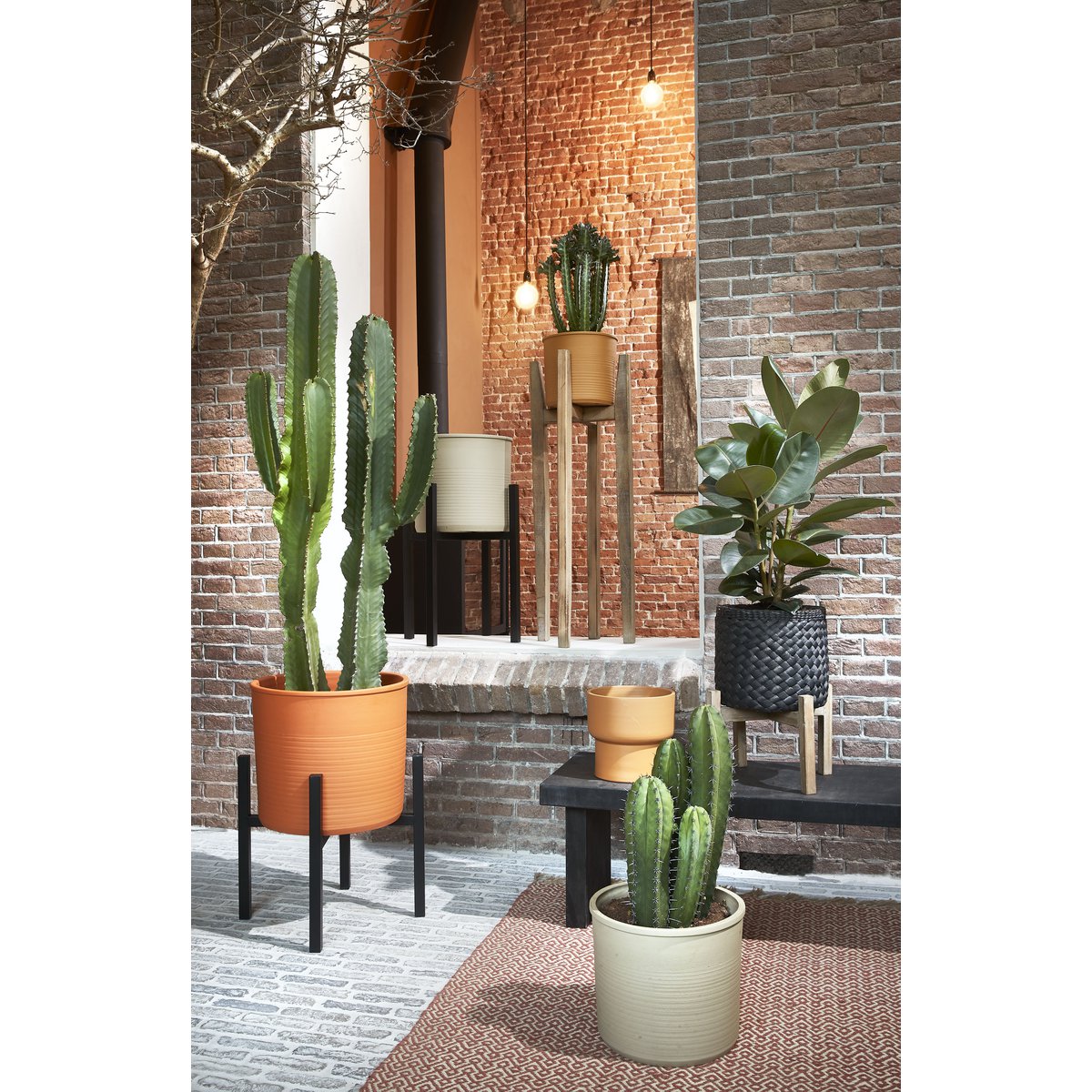 Ascot Plantenstandaard XL - L46 x B46 x H40 cm - Metaal - Zwart Mica Decorations