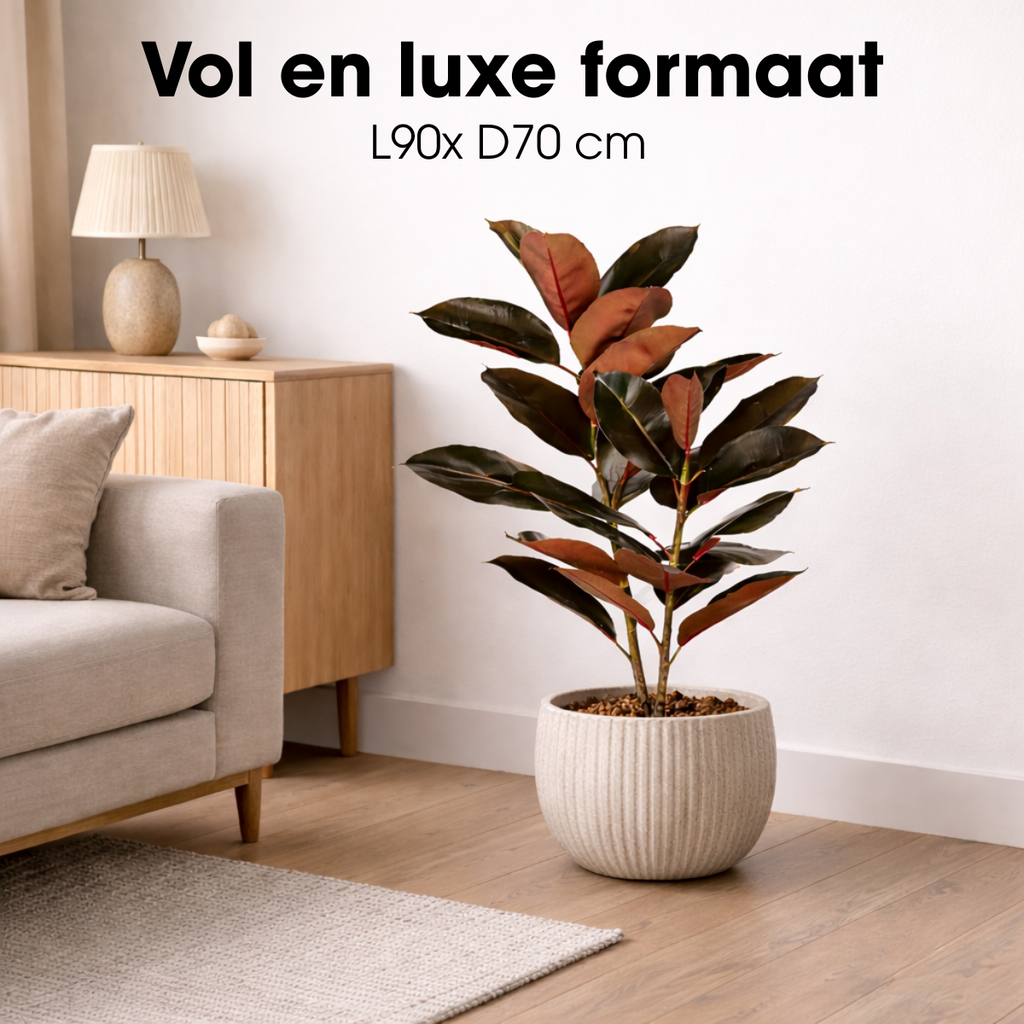 Kunstplant Rubberplant Rood Mica Decorations