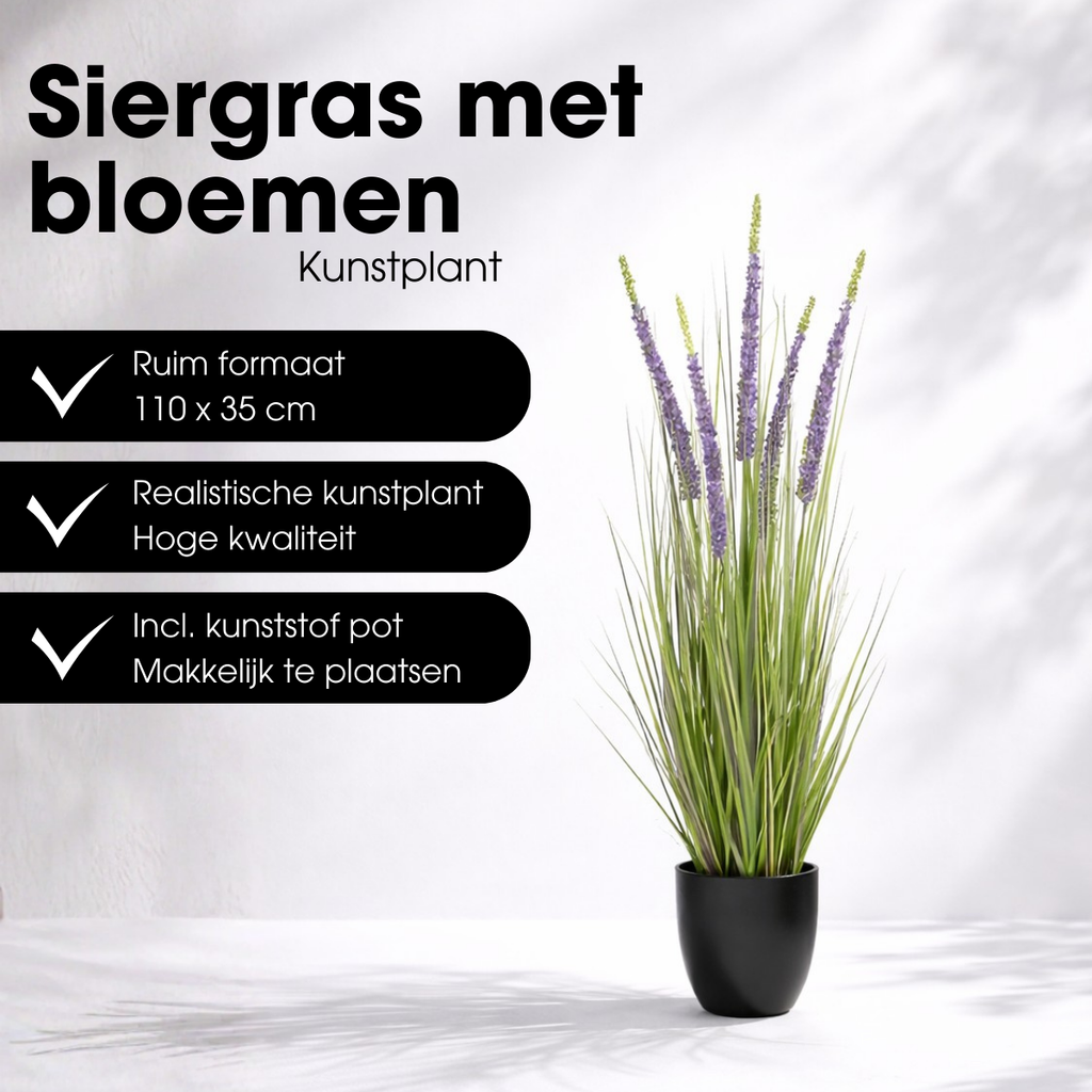 Kunstplant Siergras Paars Mica Decorations