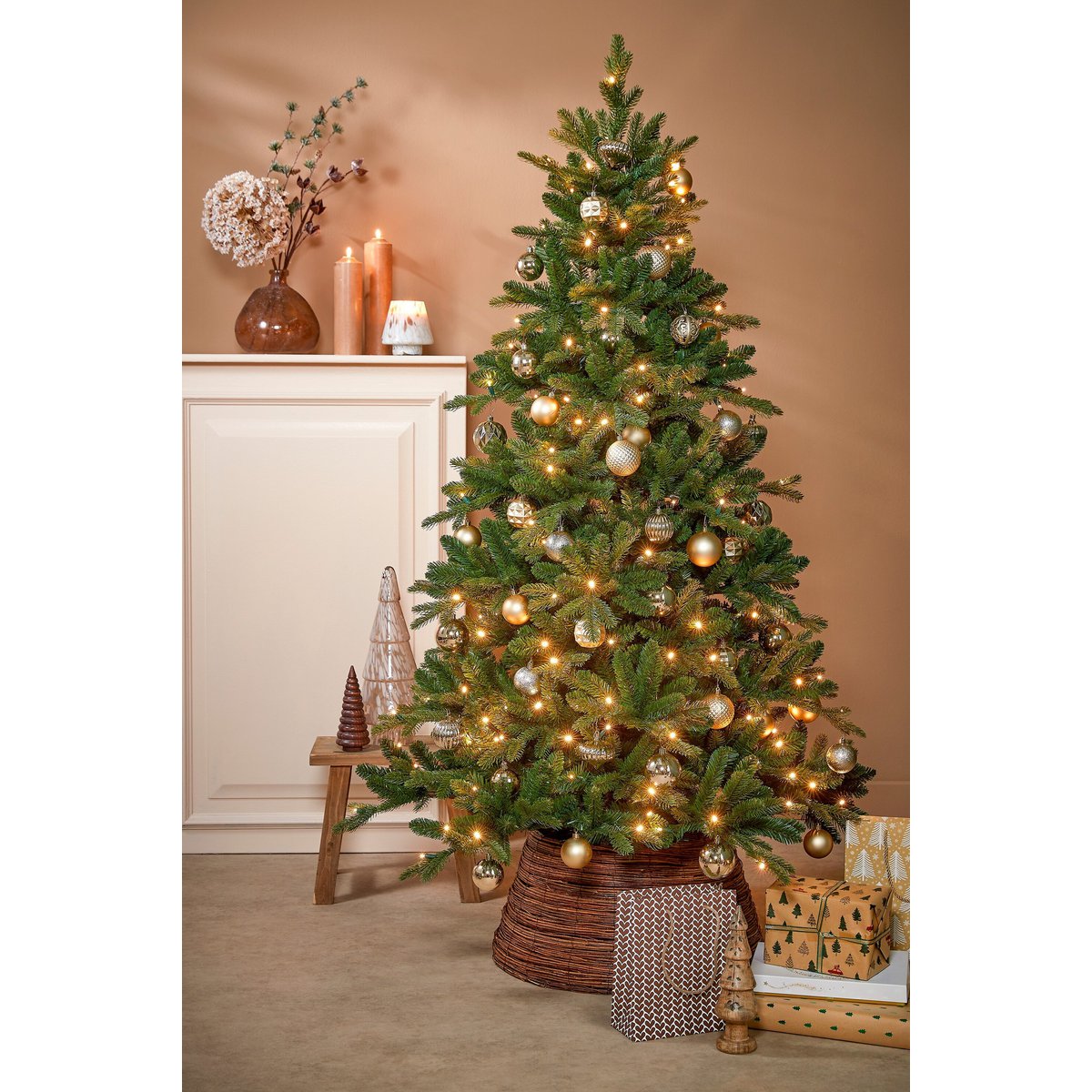 Kerstballen set  Champagne Mica Decorations
