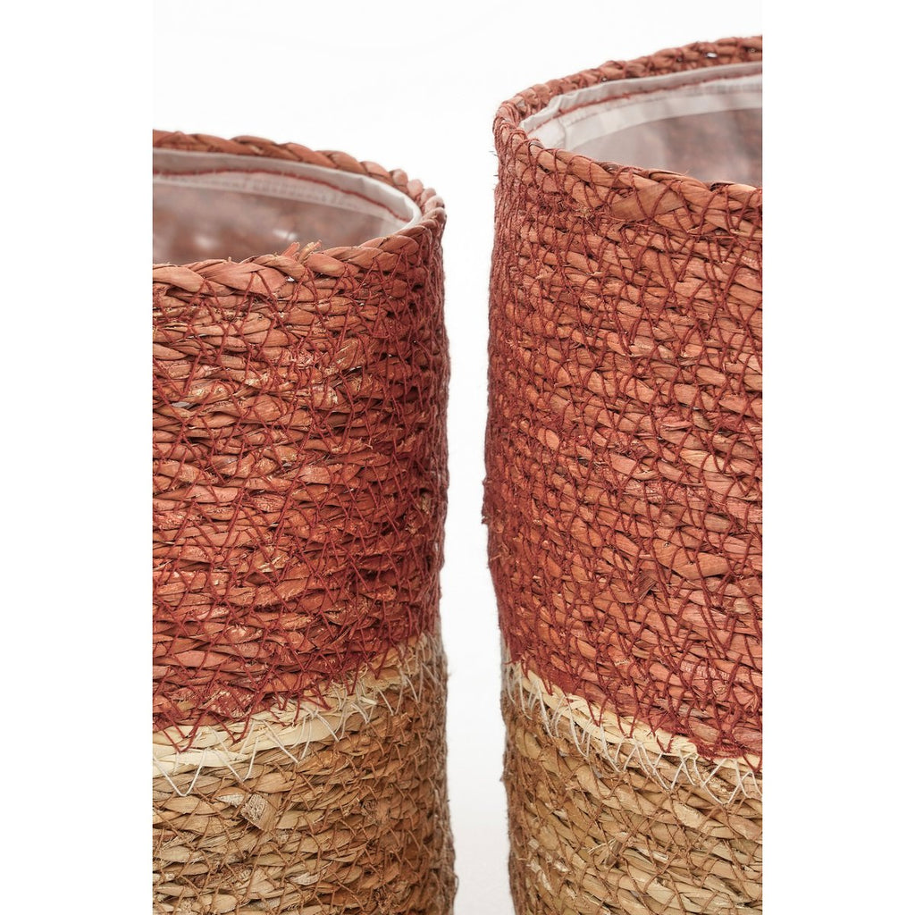 Damian Plantenmand - Set van 2 - H20 x Ø20 cm - Zeegras - Rood
