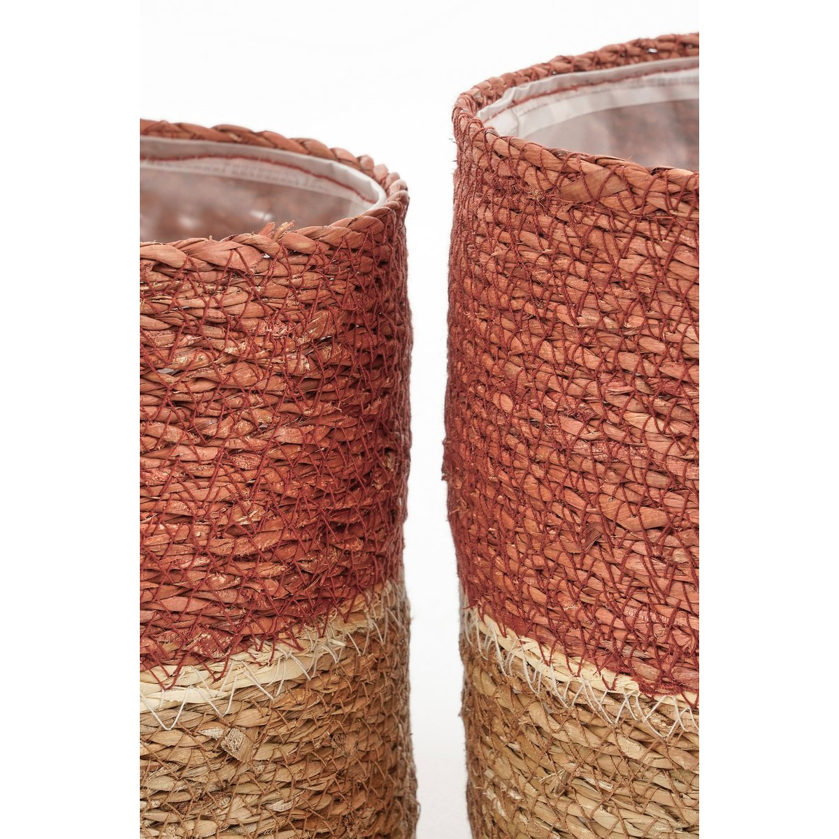 Damian Plantenmand - Set van 2 - H20 x Ø20 cm - Zeegras - Rood