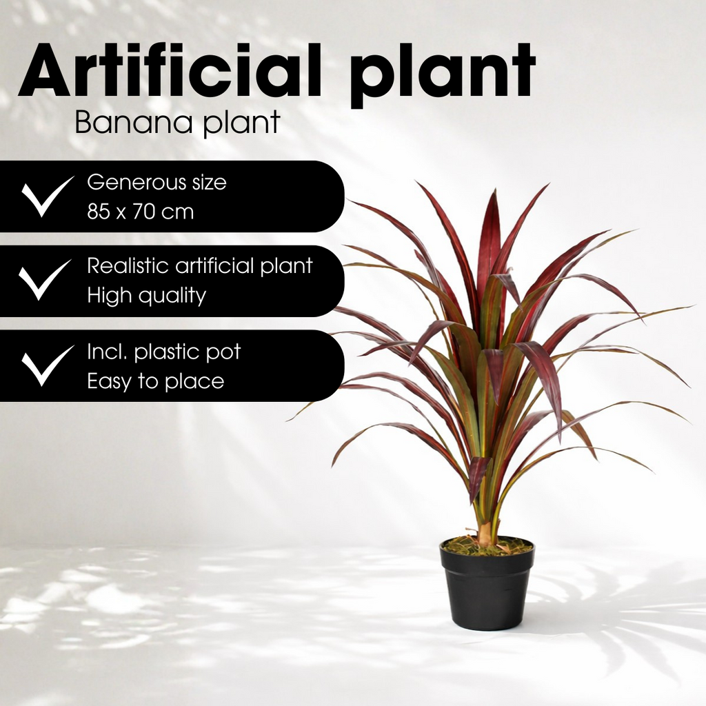 Kunstplant Bananenboom Rood Mica Decorations