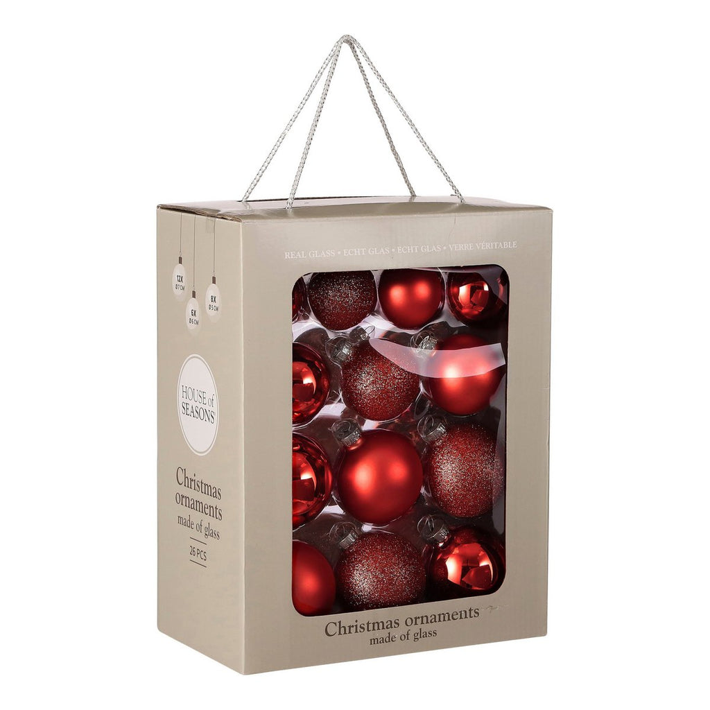 Kerstballen set  Rood Mica Decorations