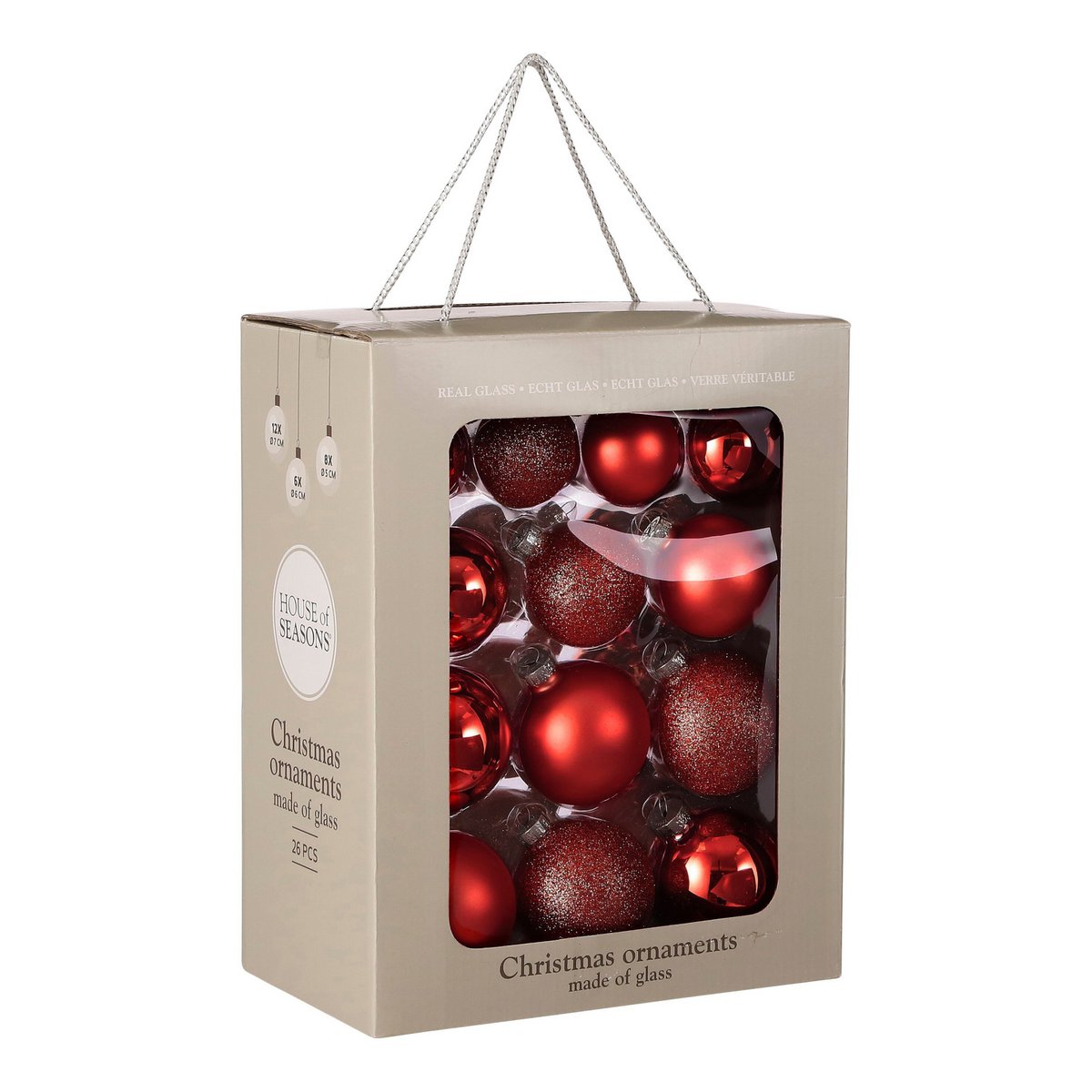 Kerstballen set  Rood Mica Decorations