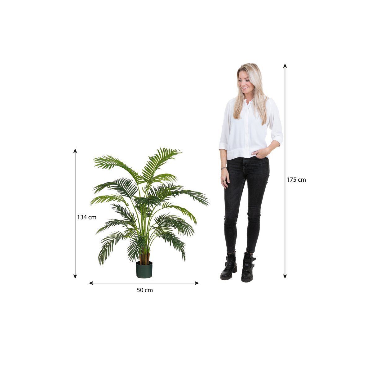 Areca Palm Kunstplant in Pot - H134 x Ø50 cm - Groen