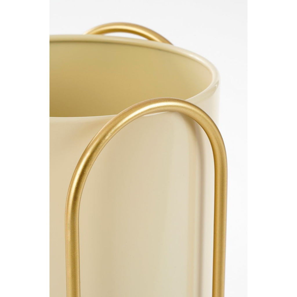 Donau Bloempot op Standaard - Set van 2 - Metaal - H45 x Ø23 cm - Lichtgeel, Goud