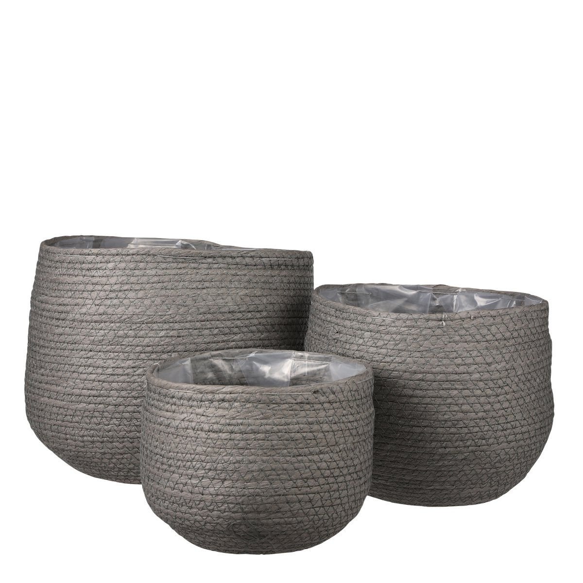 Jorck Plantenmand - Set van 3 - H24 x Ø26 cm - Papier - Grijs Mica Decorations