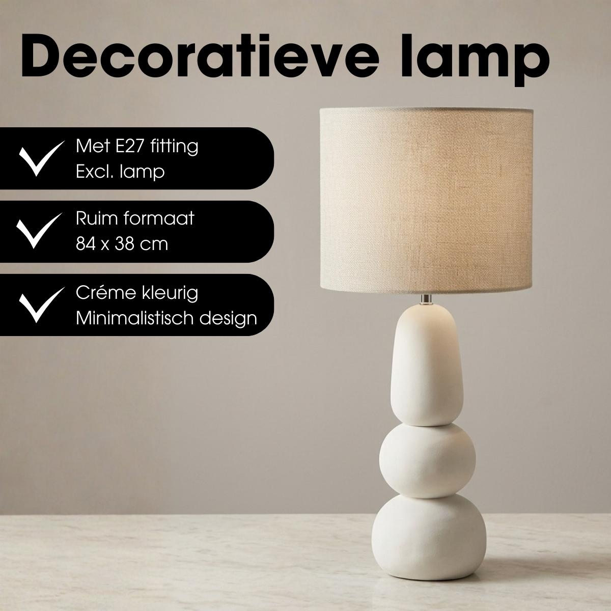 Tafellamp Menko Crème Mica Decorations