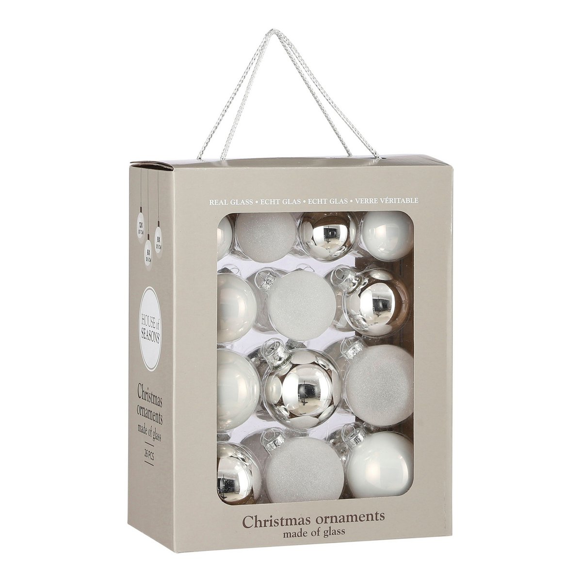 Kerstballen set  Wit Mica Decorations