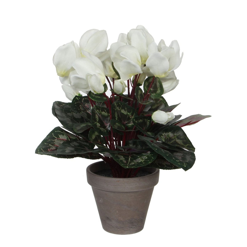 Kunstplant Cyclamen Wit Mica Decorations