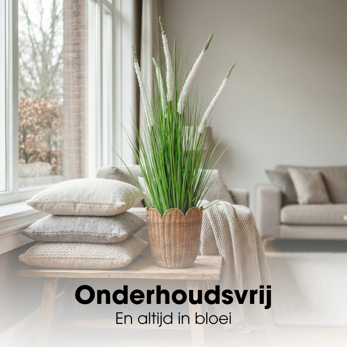 Kunstplant Siergras Wit Mica Decorations