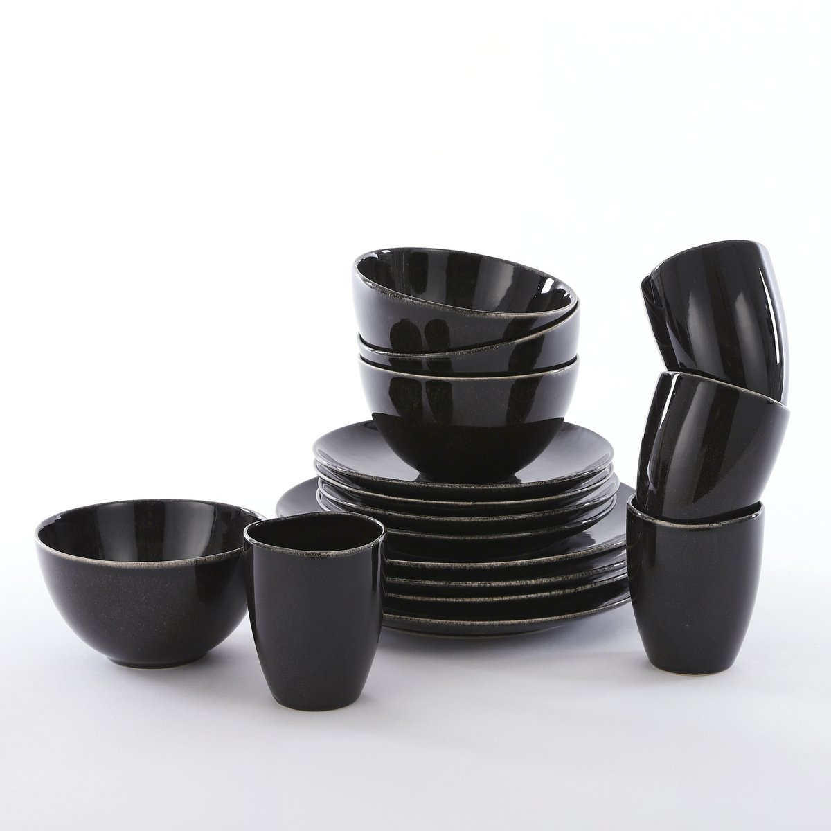 Servies set Tabo Zwart Mica Decorations