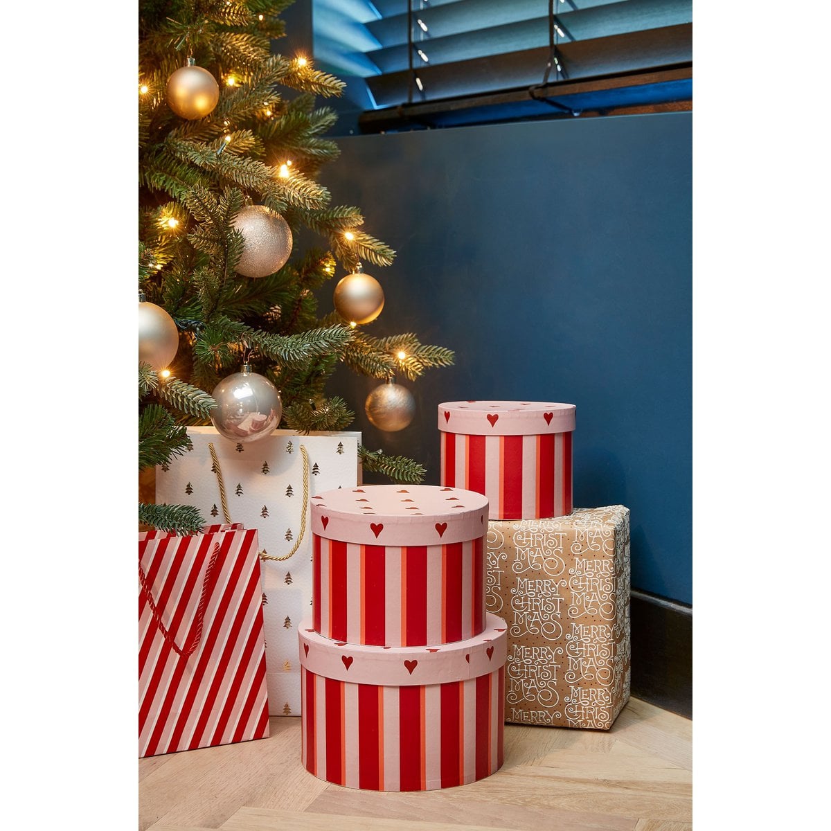 Kerst opbergdozen set  Rood Mica Decorations