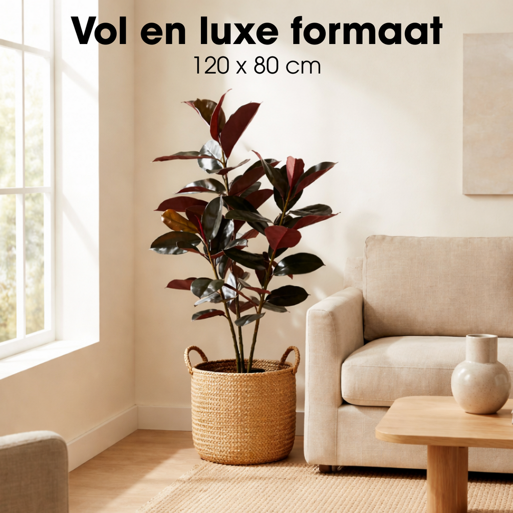 Kunstplant Rubberplant Rood Mica Decorations