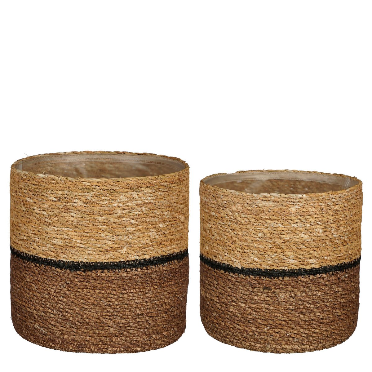 Damian Plantenmand - Set van 2 - H20 x Ø20 cm - Zeegras - Bruin