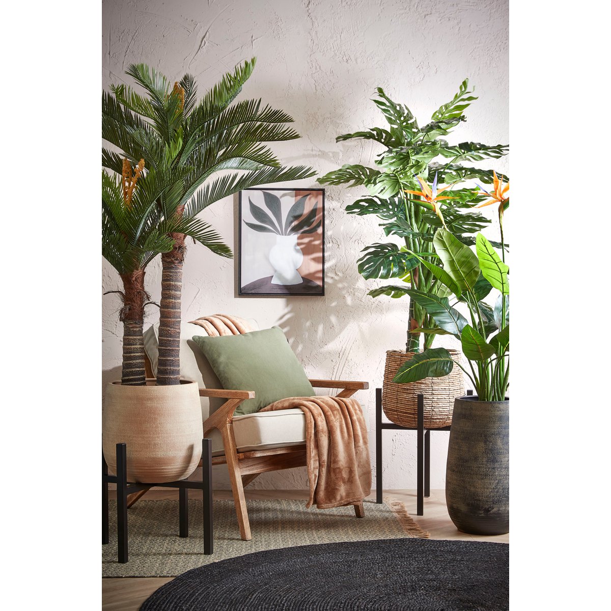 Ascot Plantenstandaard XL - L42 x B42 x H50 cm - Metaal - Zwart Mica Decorations