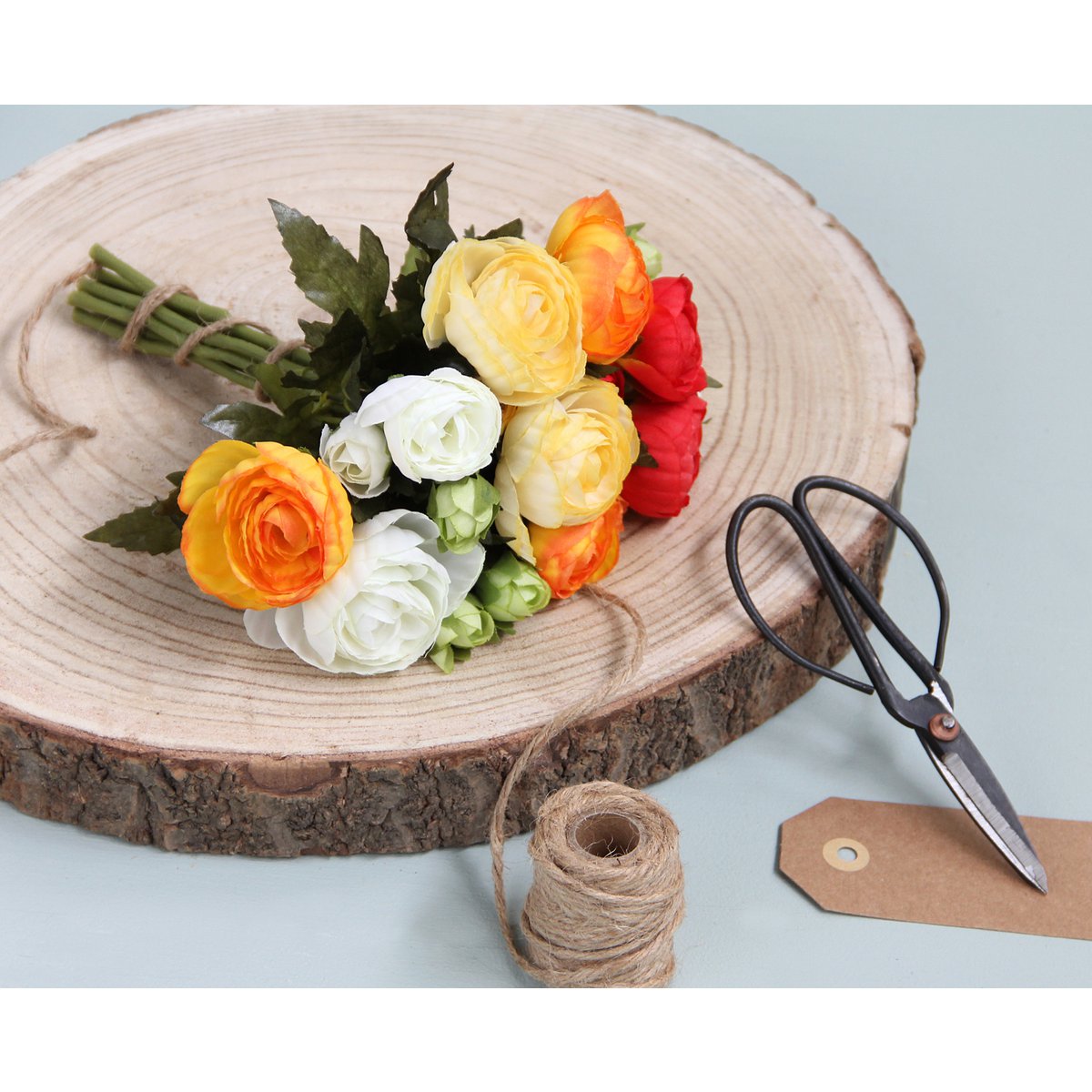 Ranonkels Kunstbloemen Boeket - H22 x Ø19 cm - Oranje