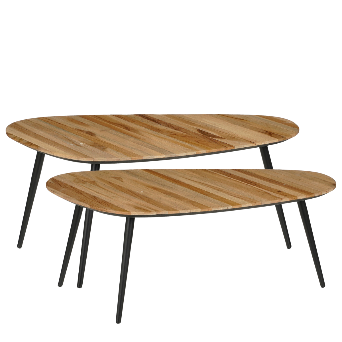 Jailey Bijzettafel - Set van 2 - L84 x B39 x H39 cm - Gerecycled Hout - Bruin