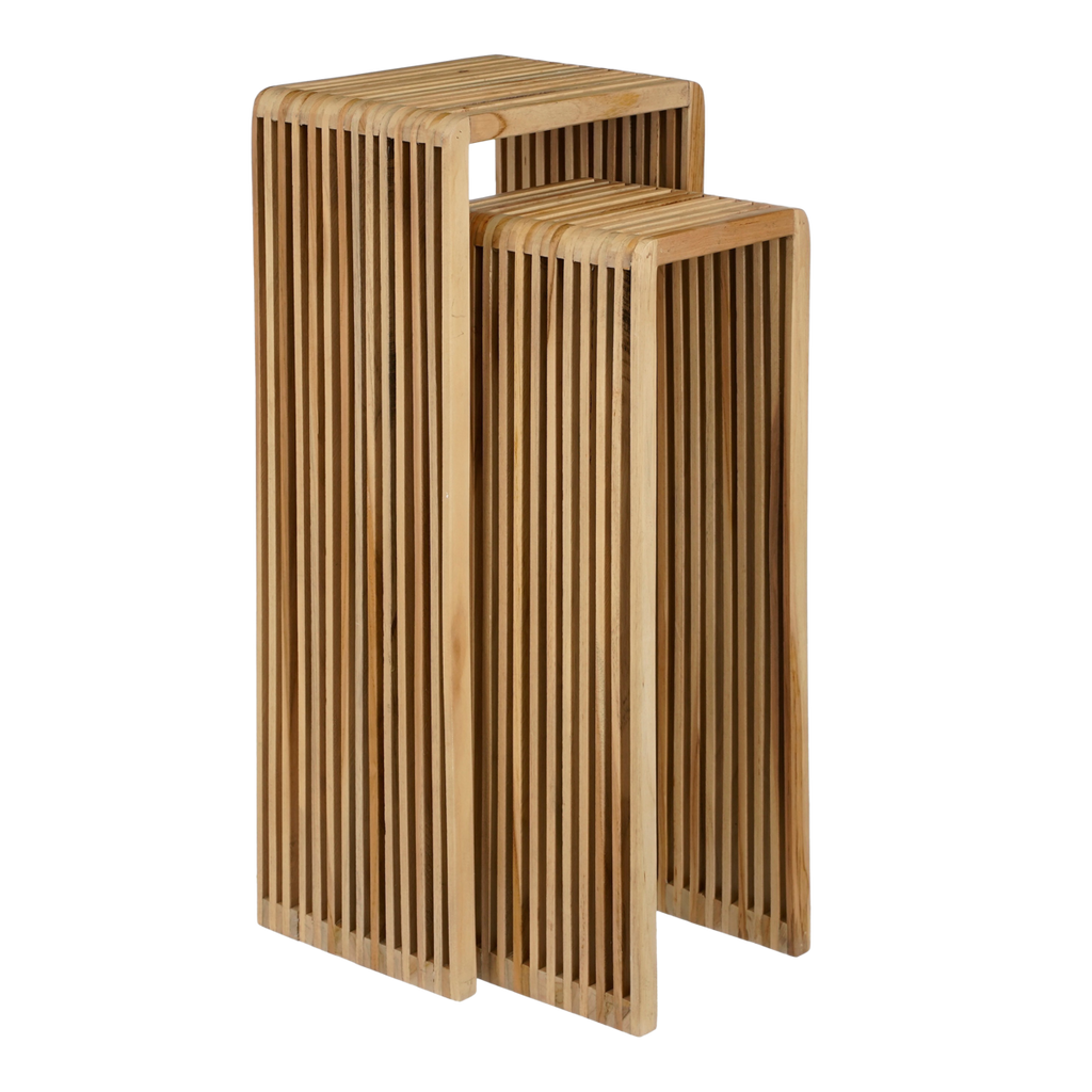 Yonker Plantentafel - Set van 2 - L35 x B25 x H80 cm - Gerecycled Hout - Bruin