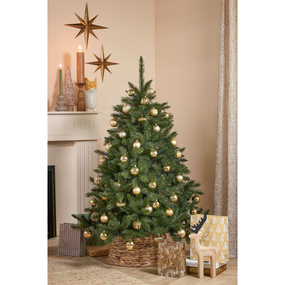 Kerstballen set  Goud Mica Decorations