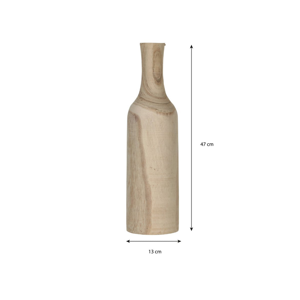 Pia Vaas - H47 x Ø13 cm - Paulownia Hout - Lichtbruin