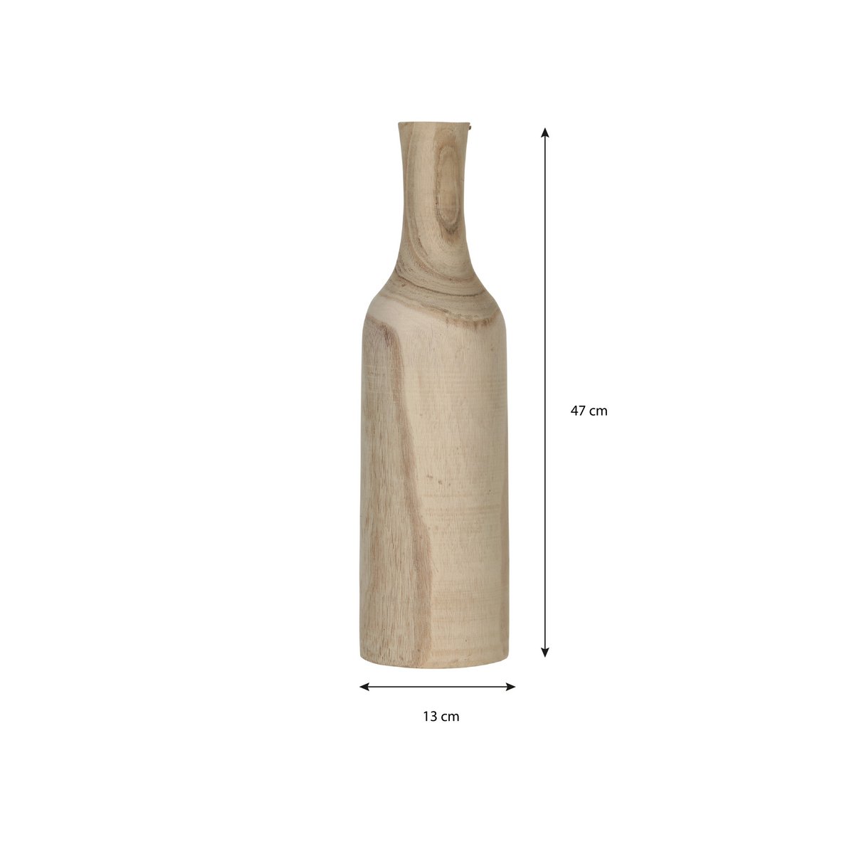 Pia Vaas - H47 x Ø13 cm - Paulownia Hout - Lichtbruin
