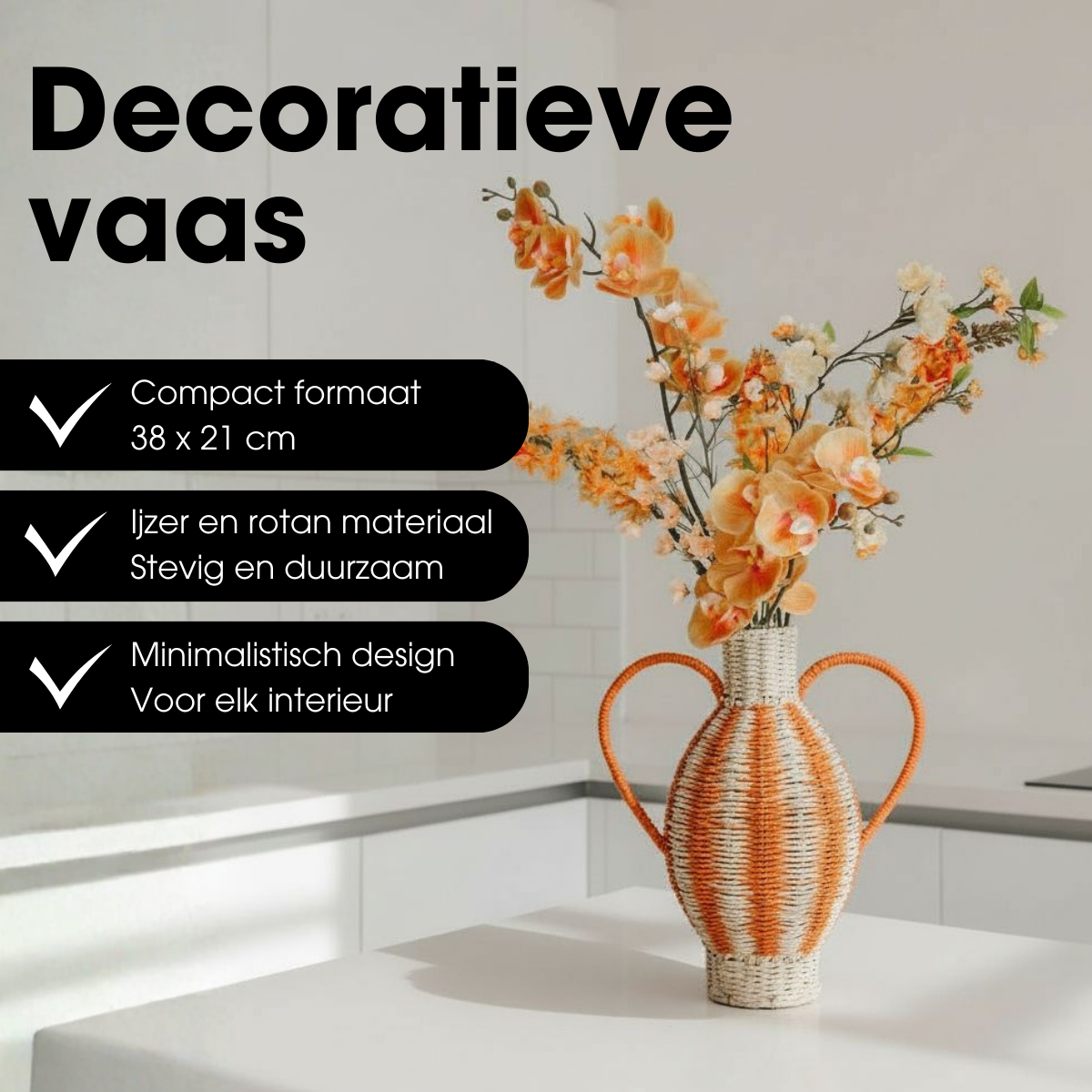 Vaas  Oranje Mica Decorations