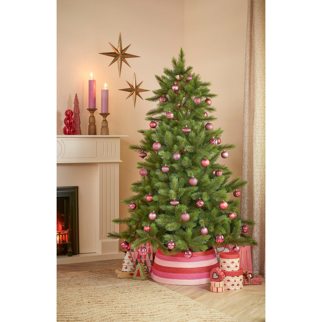 Kerstballen set  Fuchsia Mica Decorations