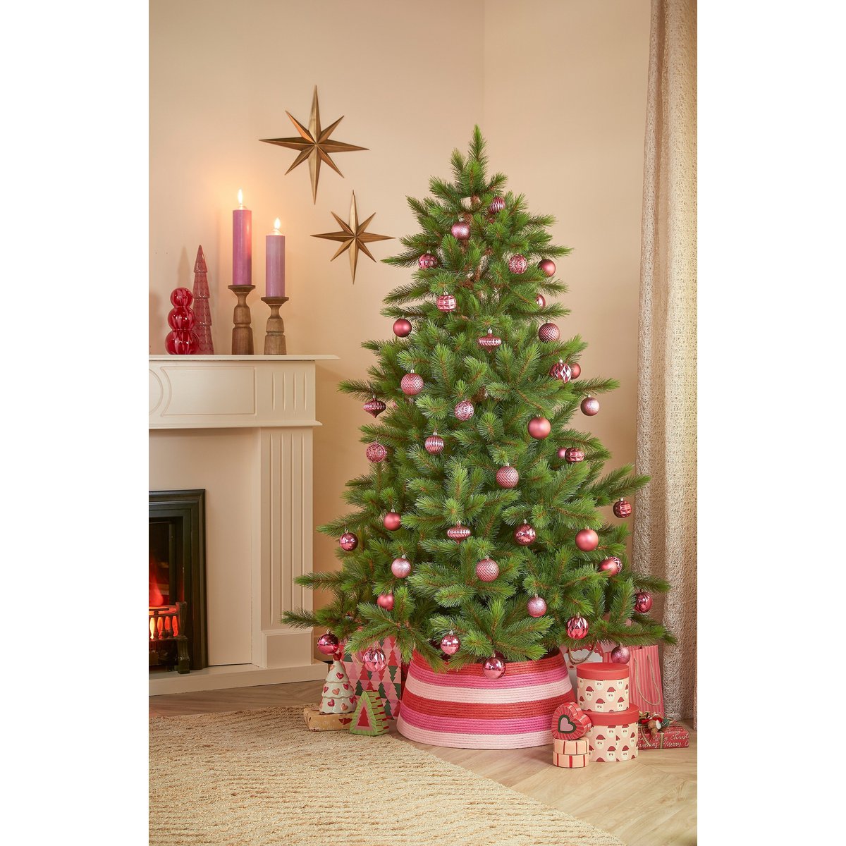 Kerstballen set  Fuchsia Mica Decorations
