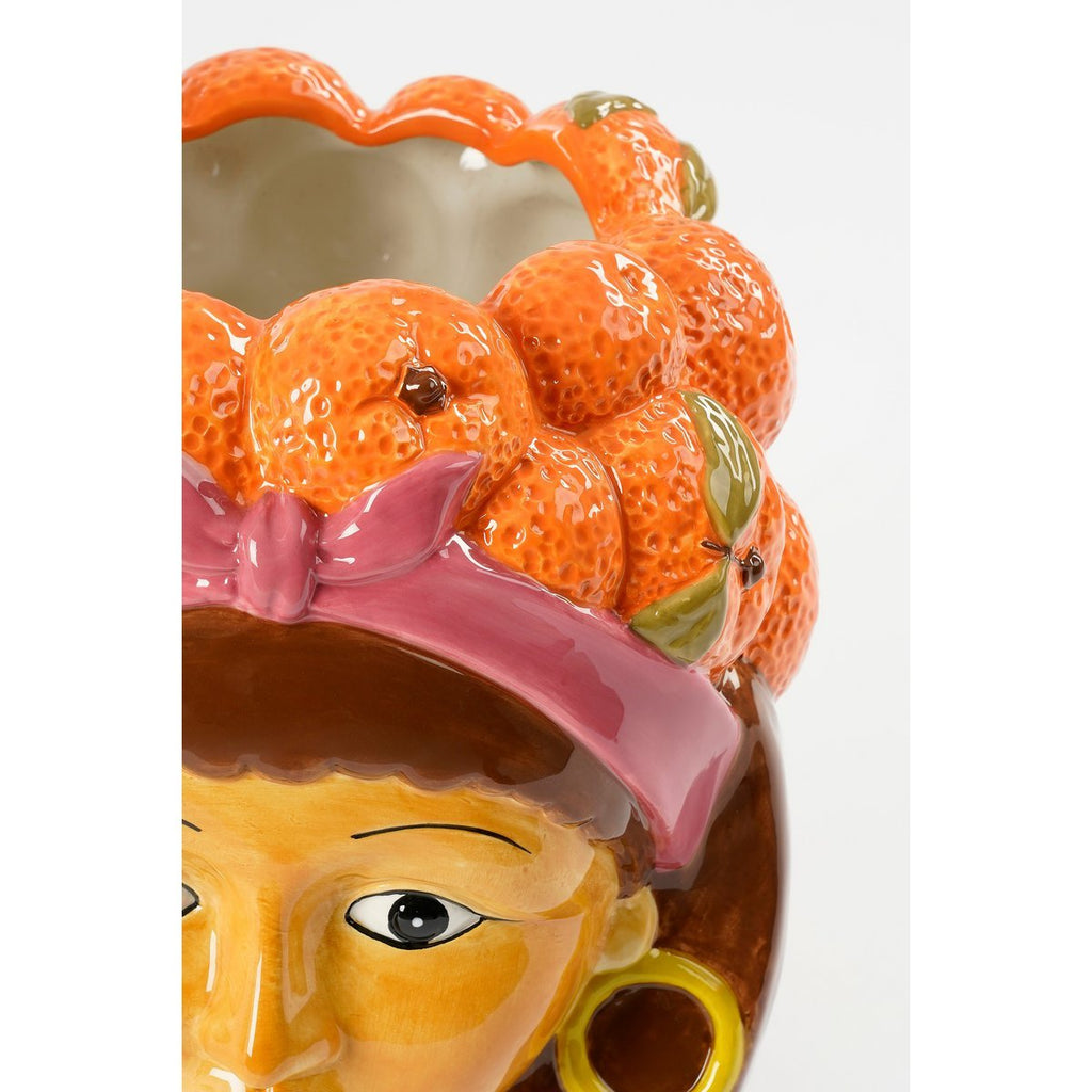 Funny Bloempot Binnen - L20 x B20 x H22 cm - Dolomiet - Oranje