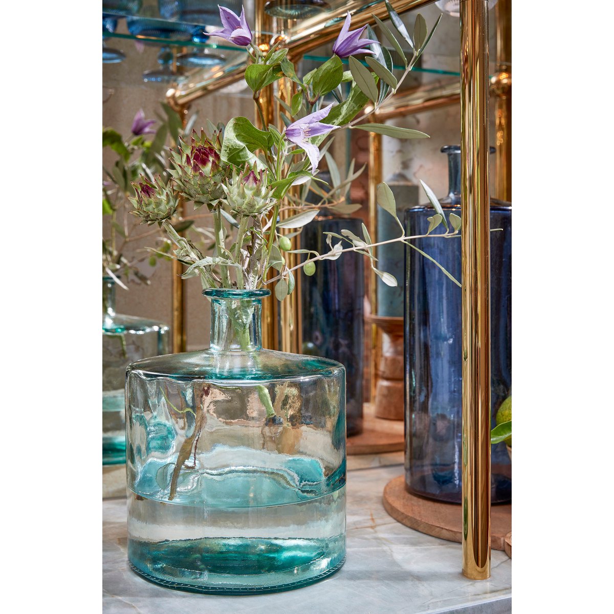 Guan Fles Vaas - H26 x Ø21 cm - Gerecycled Glas - Transparant