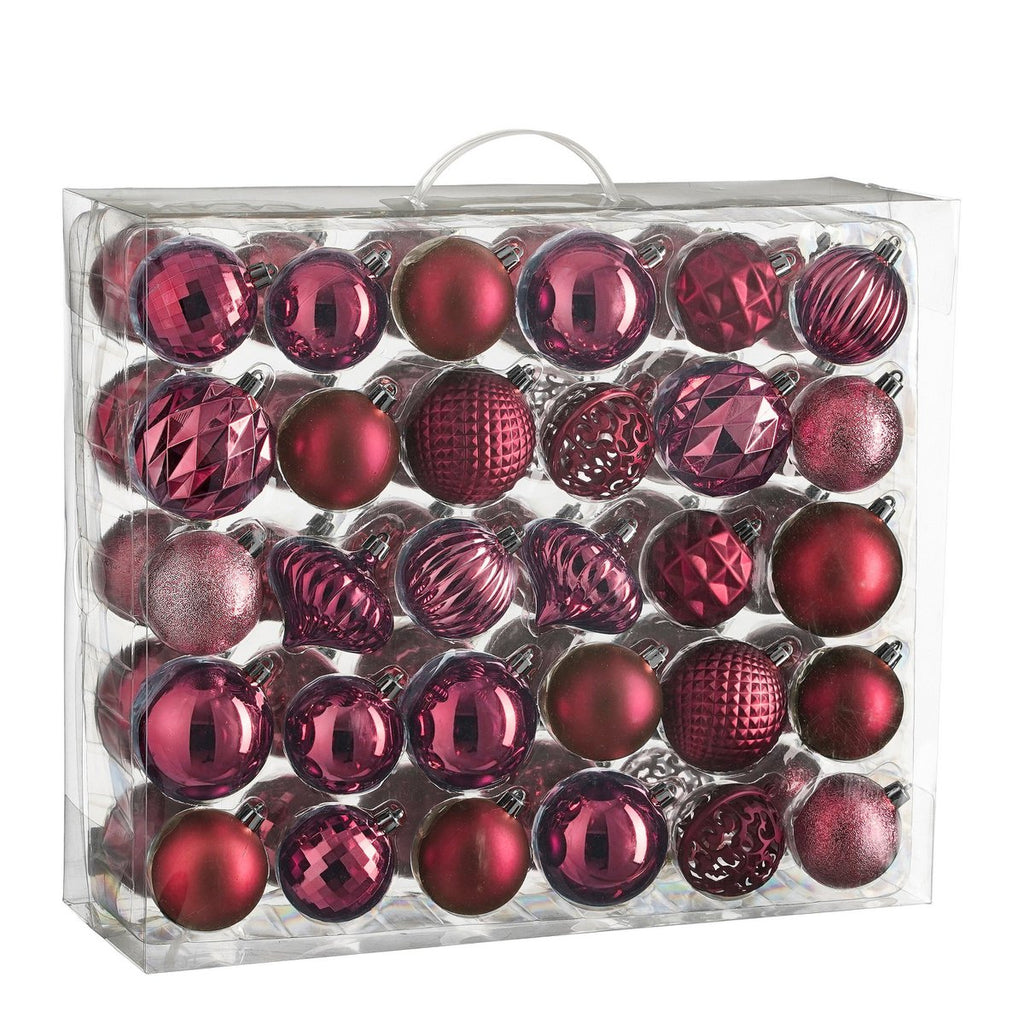Kerstballen set  Fuchsia Mica Decorations