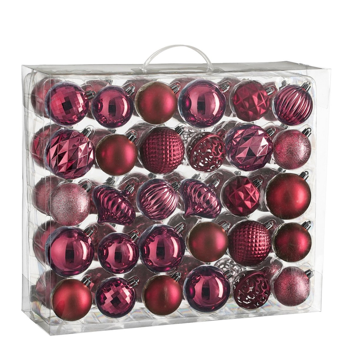 Kerstballen set  Fuchsia Mica Decorations