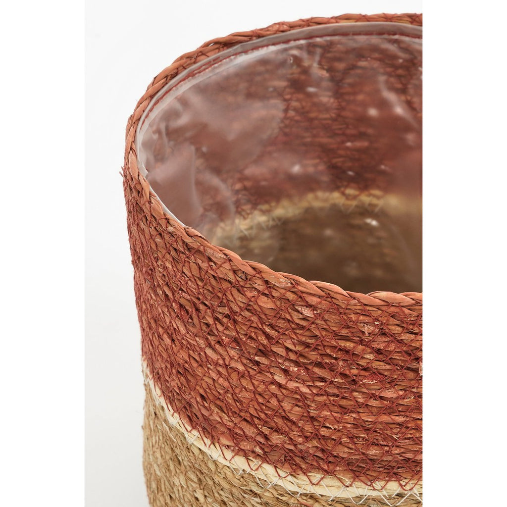 Damian Plantenmand - Set van 2 - H20 x Ø20 cm - Zeegras - Rood