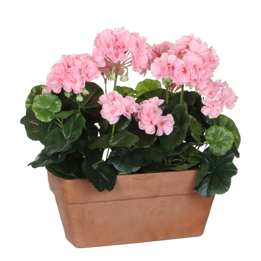 Geranium Kunstplant in Balkonbak - L29 x B13 x H40 cm - Roze