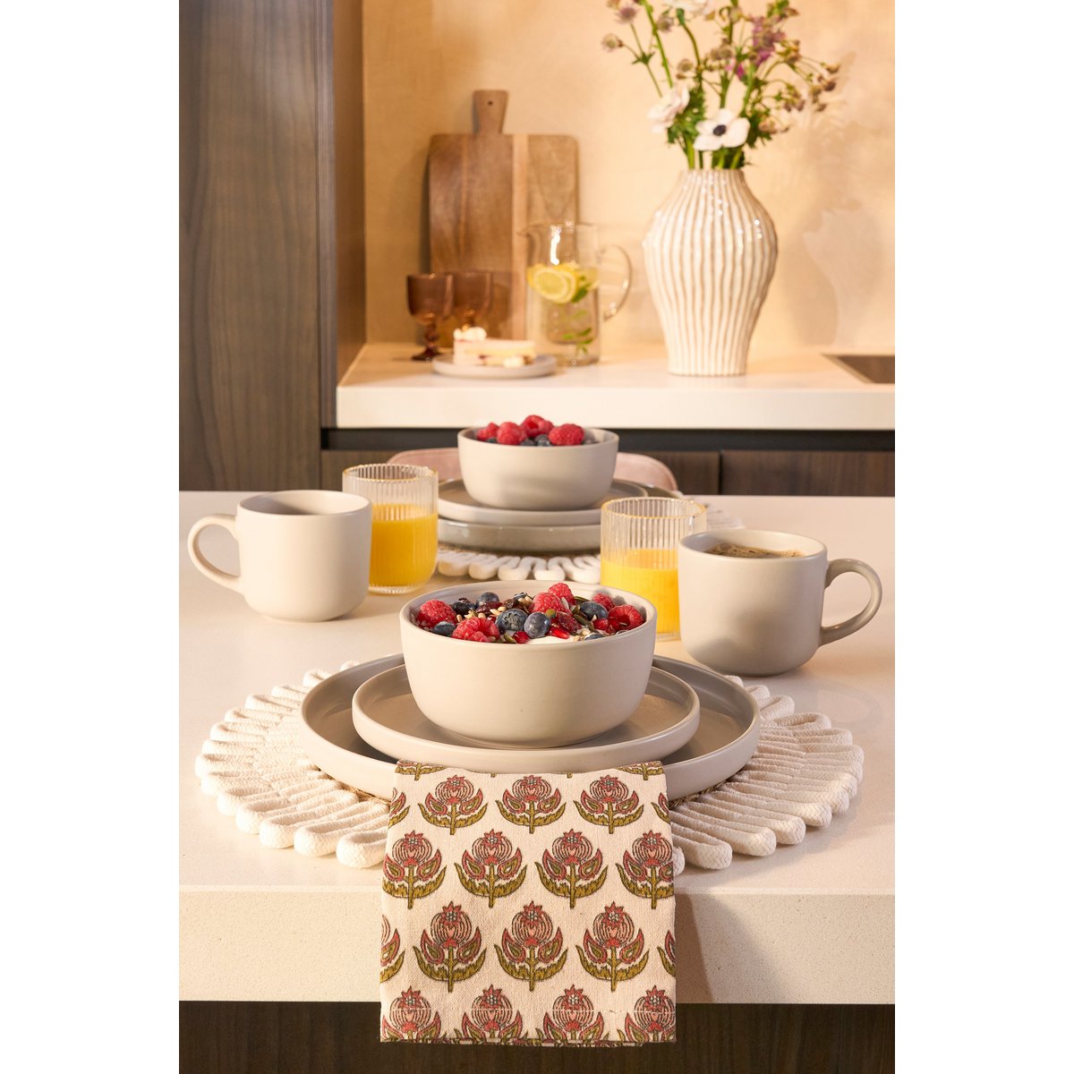 Ozzu Serviesset 16-delig - Steengoed - Taupe