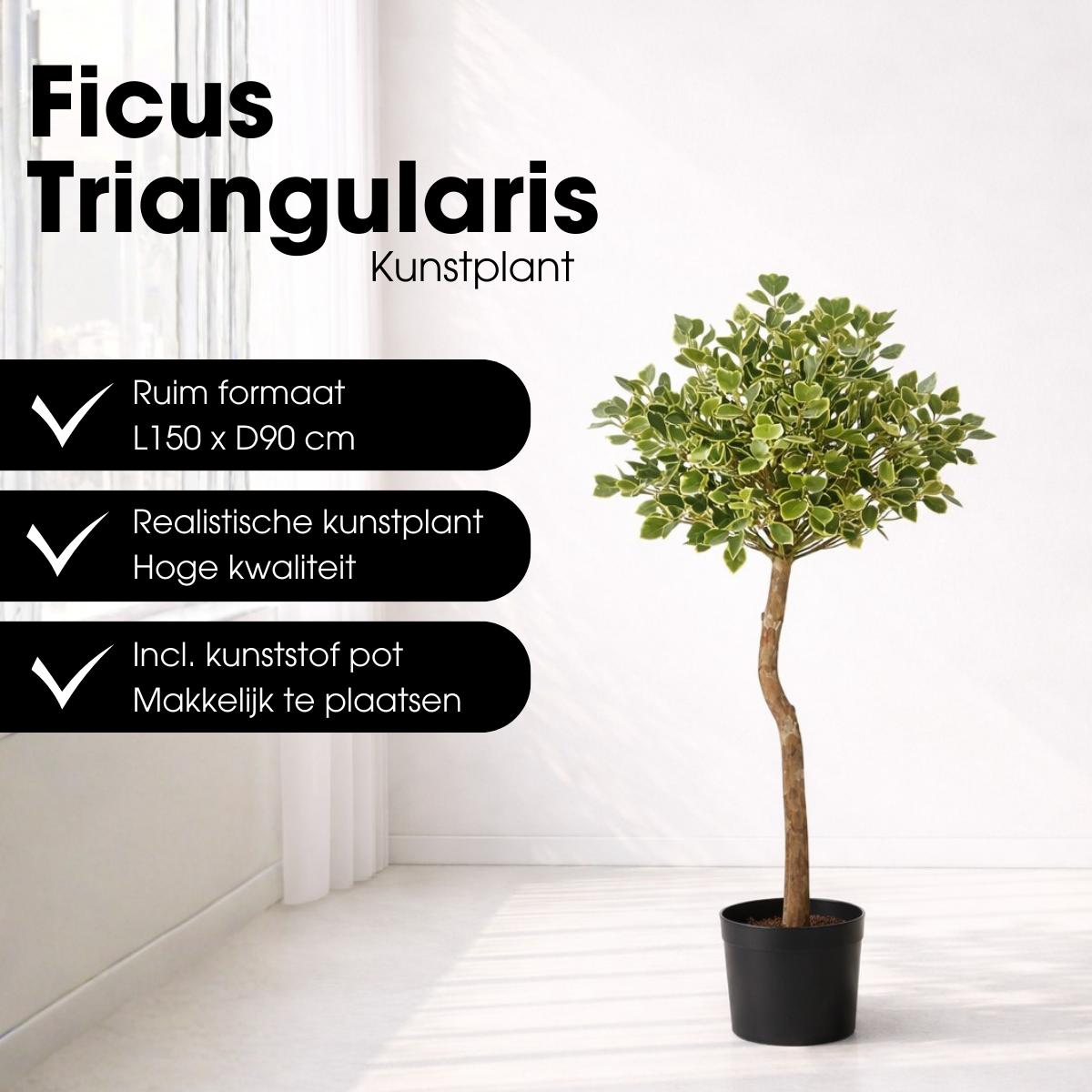 Kunstplant Ficus Groen Mica Decorations